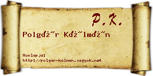 Polgár Kálmán névjegykártya